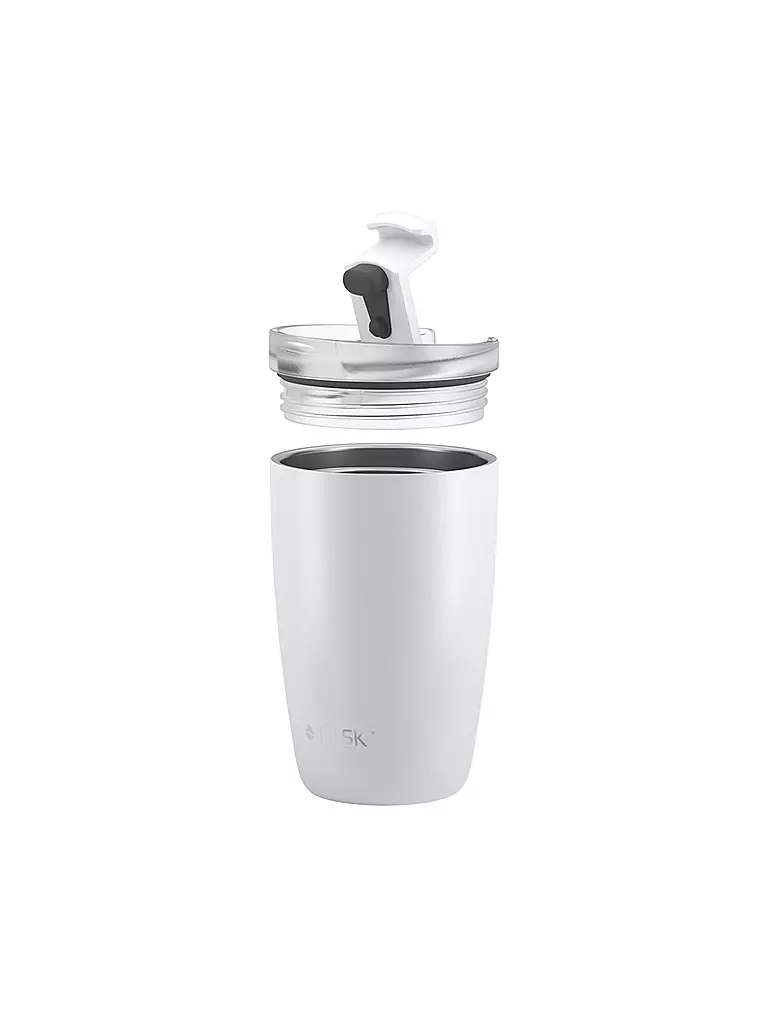FLSK | Isolierbecher - Thermosbecher CUP Coffee to go-Becher 0,35l Edelstahl White | weiss
