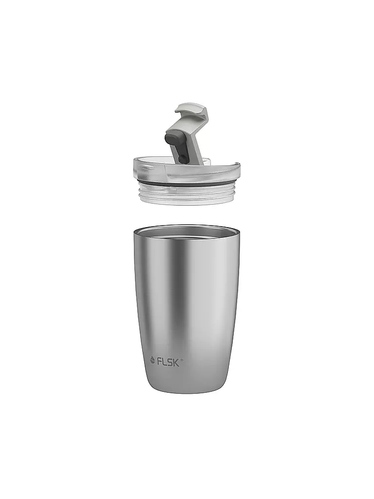 FLSK | Isolierbecher - Thermosbecher CUP Coffee to go-Becher 0,35l Stainless | silber