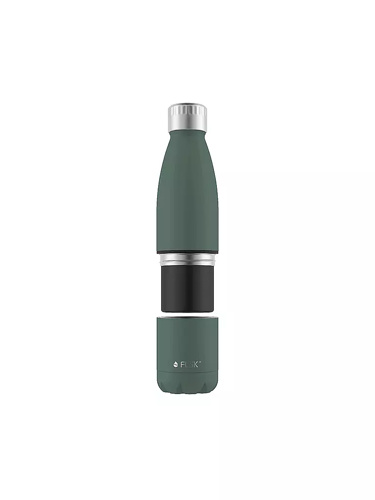 FLSK | Isolierflasche - Trinkflasche mit Becher 0,7l Ridge-Green | silber