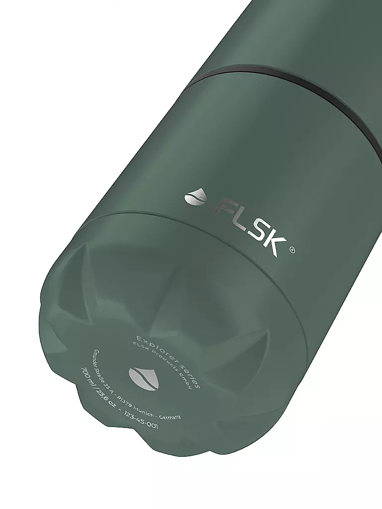 FLSK | Isolierflasche - Trinkflasche mit Becher 0,7l Ridge-Green | silber