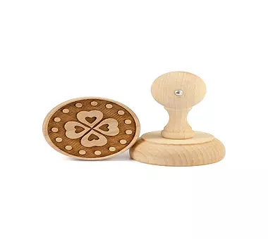 FOLKROLL Keksstempel Kleeblatt 60mm Buche / 3D-Motiv