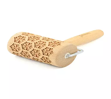 FOLKROLL Teigrolle SCHNEEFLOCKE Mini 9 5cm Buche / 3D-Motiv