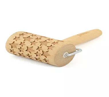 FOLKROLL Teigrolle STERNE Mini 9 5cm Buche / 3D-Motiv