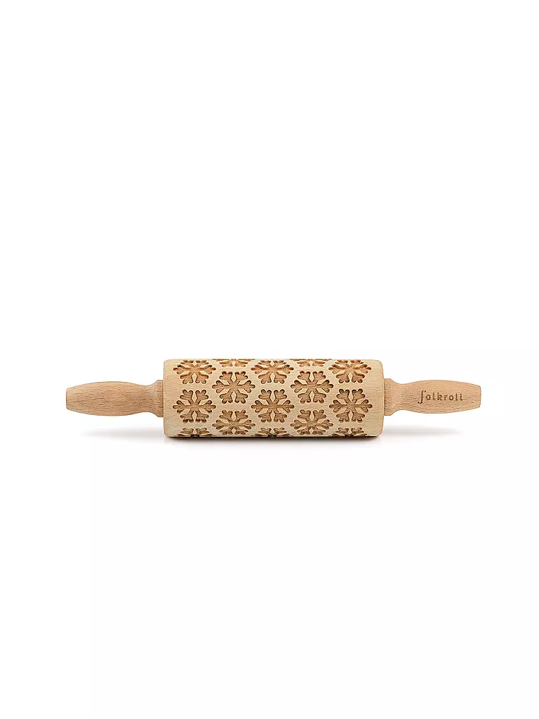 FOLKROLL | Teigrolle STERNFLOCKE Junior 23cm Buche / 3D-Motiv | hellbraun