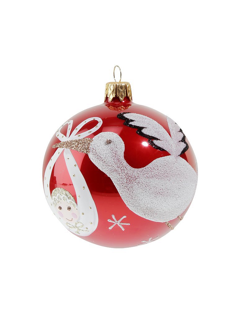 FREEDOM Weihnachtsschmuck - Storch mit Baby (Rot) keine Farbe
