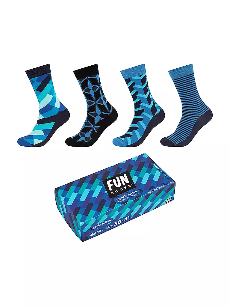 FUN SOCKS | Herren Socken GRAPHIS 4-er Pkg. light aqua | blau