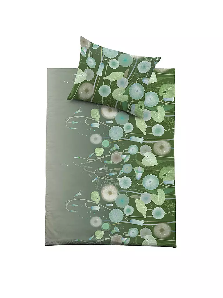 FUSSENEGGER | Premium Satin Bettwäsche 70x90cm/140x200cm Gruen | dunkelgrün
