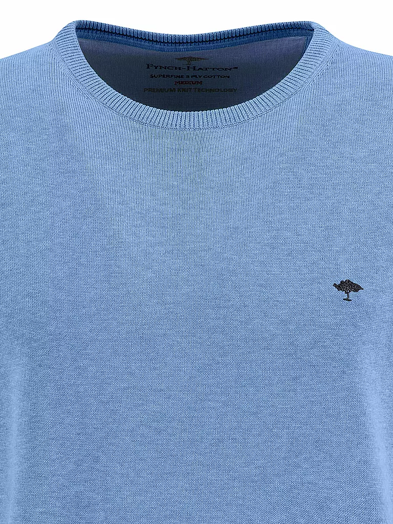 FYNCH HATTON V-Neck Sweater - Men's Fine Knit - Azure - A Farley