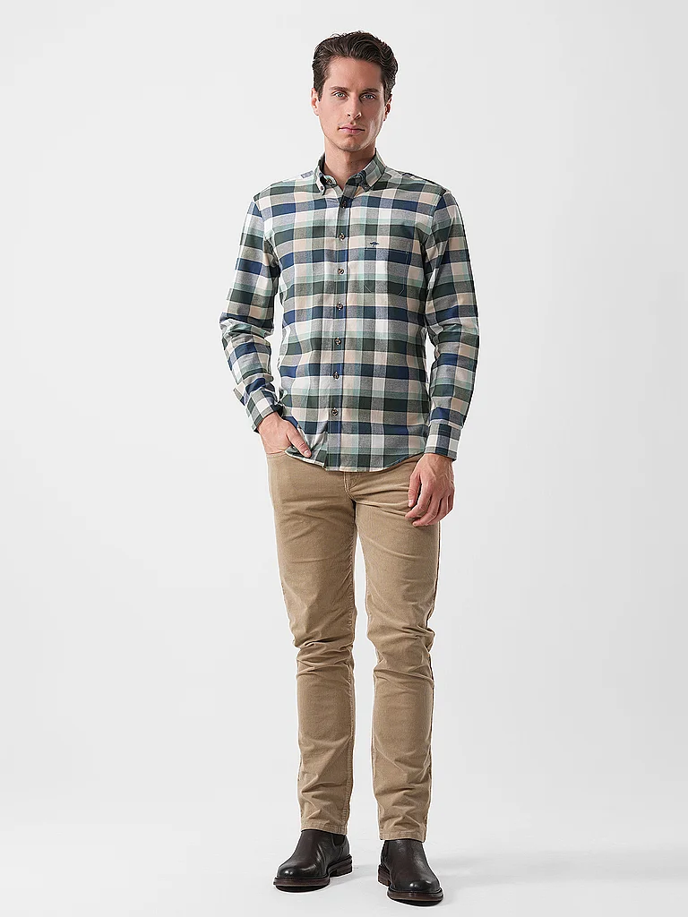 FYNCH-HATTON Flanellhemd Regular Fit DunkelgrüN | Xxxl