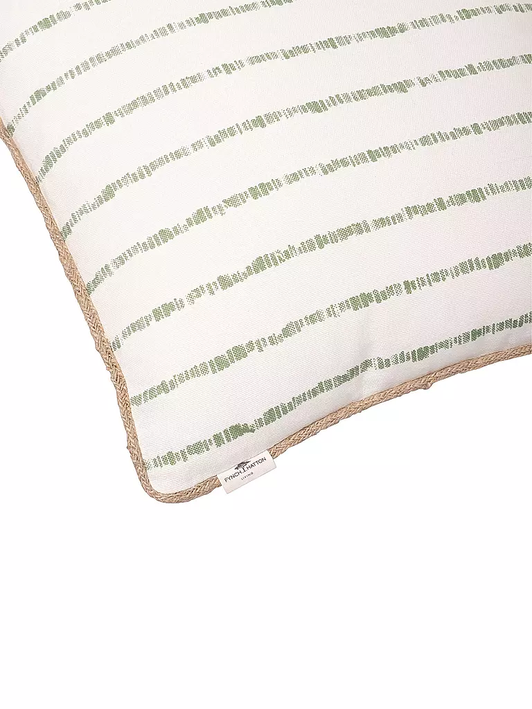 FYNCH-HATTON | Kissen gefüllt KARIAMA 40x40cm Leaf Green Stripe  | dunkelgrün
