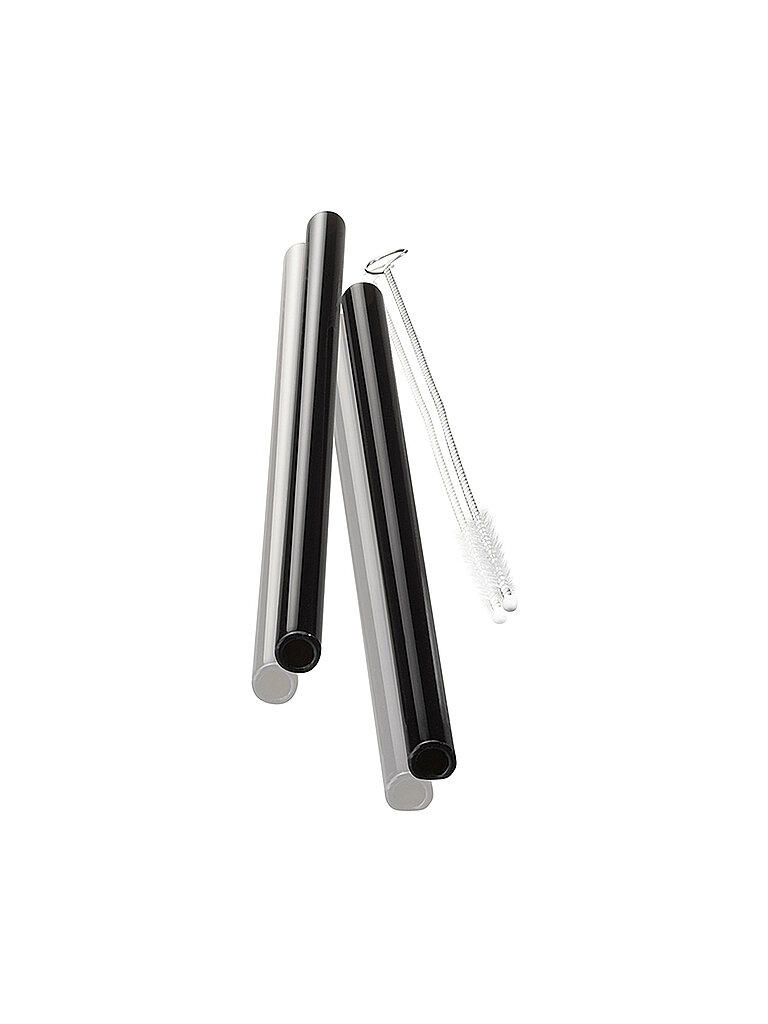 GEFU Glastrinkhalm FUTURE, 18 cm schwarz 4 Stück mit Bürste schwarz