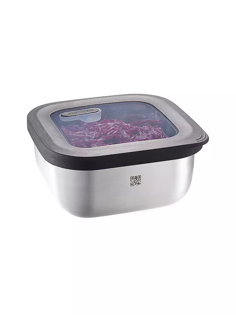 GEFU | Frischhaltedose Provido quadratisch 0,4l Edelstahl/Kunststoff | silber