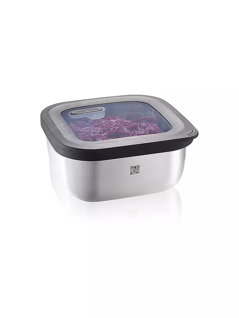 GEFU | Frischhaltedose Provido quadratisch 0,9l Edelstahl/Kunststoff | silber