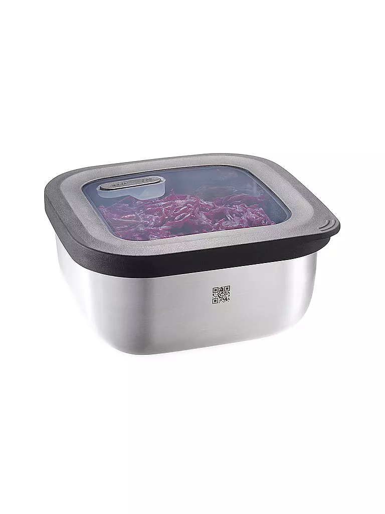 GEFU | Frischhaltedose Provido quadratisch 1,8l Edelstahl/Kunststoff | silber