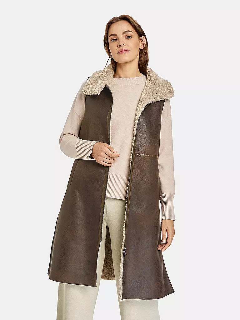 GERRY WEBER | Gilet in Lederoptik  | braun