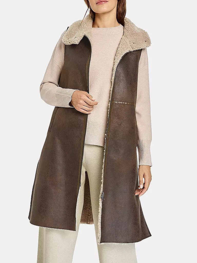 GERRY WEBER | Gilet in Lederoptik  | braun