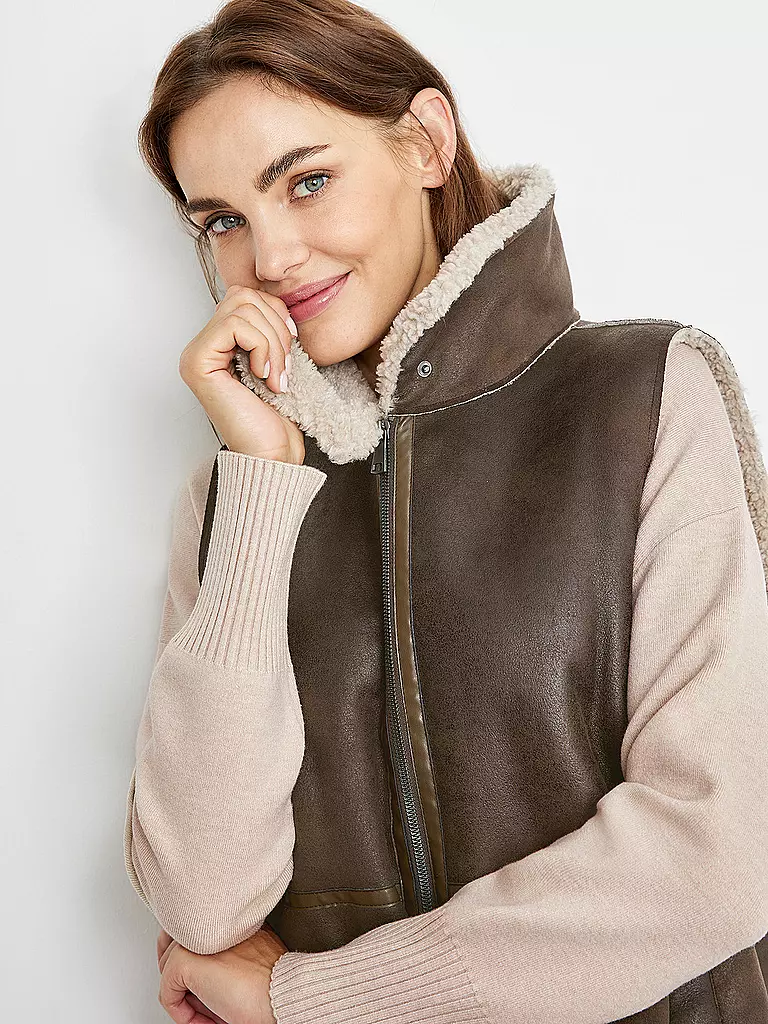 GERRY WEBER | Gilet in Lederoptik  | braun
