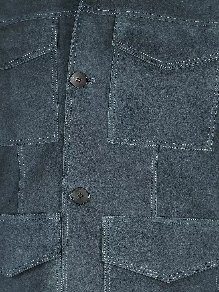 GIORGIO BRATO | Leder Overshirt | blau