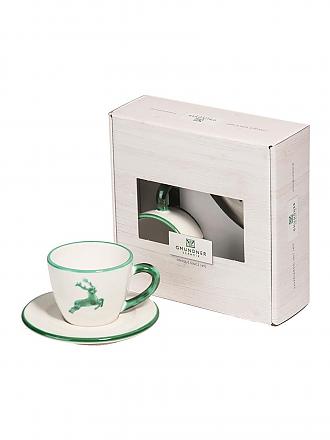 GMUNDNER KERAMIK | Tasse und Untertasse - Espresso for you Gourmet - 2-tlg  "Grüner Hirsch" 