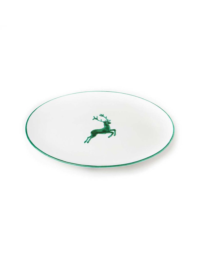 GMUNDNER KERAMIK Platte oval Grüner Hirsch 28x21cm grün