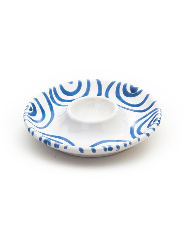 GMUNDNER KERAMIK Eierbecher glatt 12cm Blau Geflammt blau