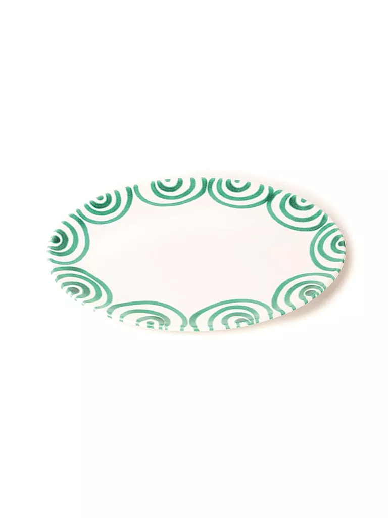 GMUNDNER KERAMIK | Platte oval "Grün Geflammt" 33x26cm | grün