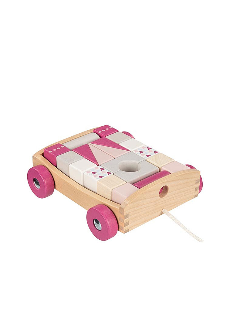 GOKI Ziehwagen mit 20 Bausteinen Lifestyle Beere