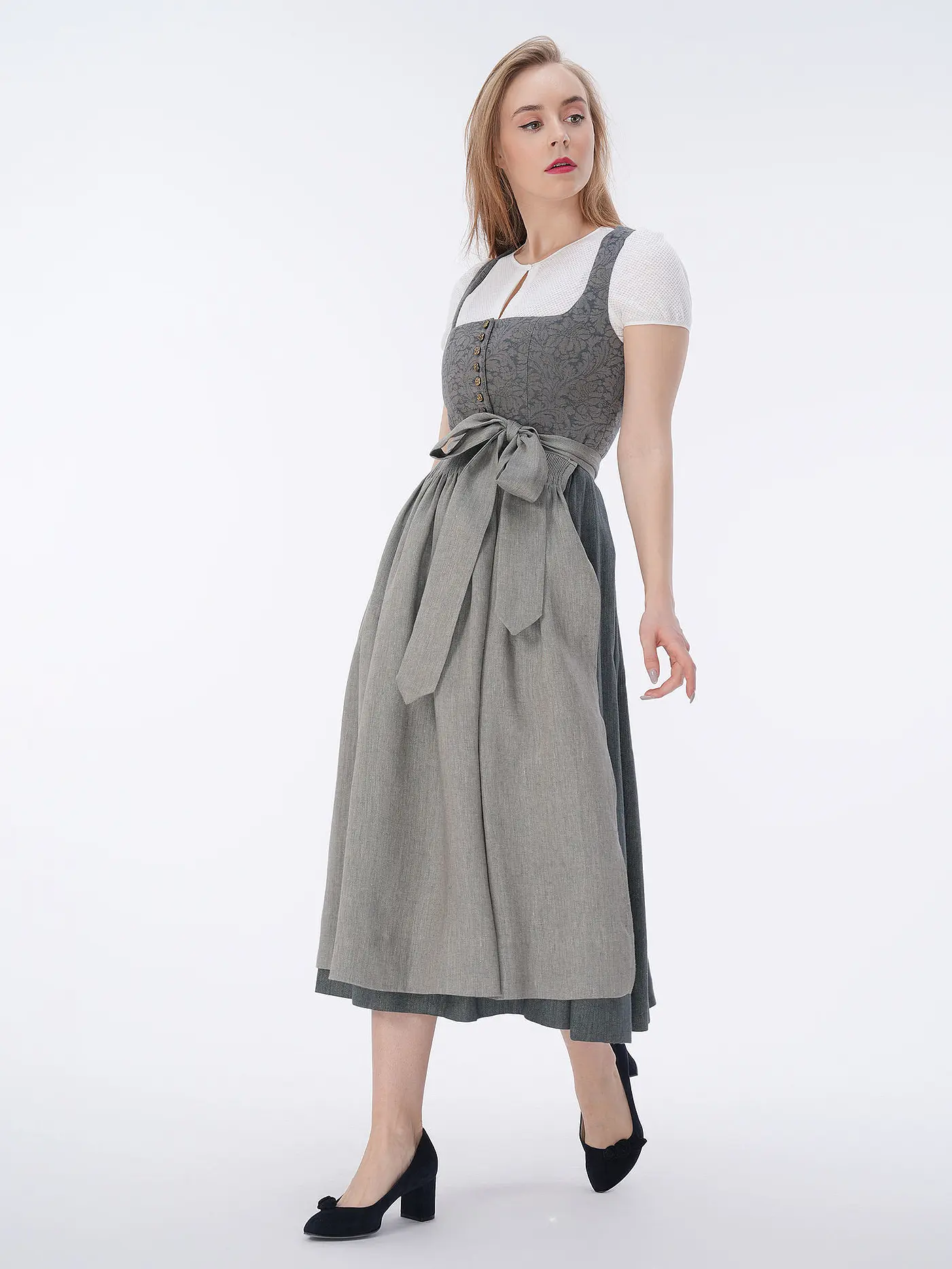 GOTTSEIDANK | Dirndl MONIKA 80cm | hellgrau