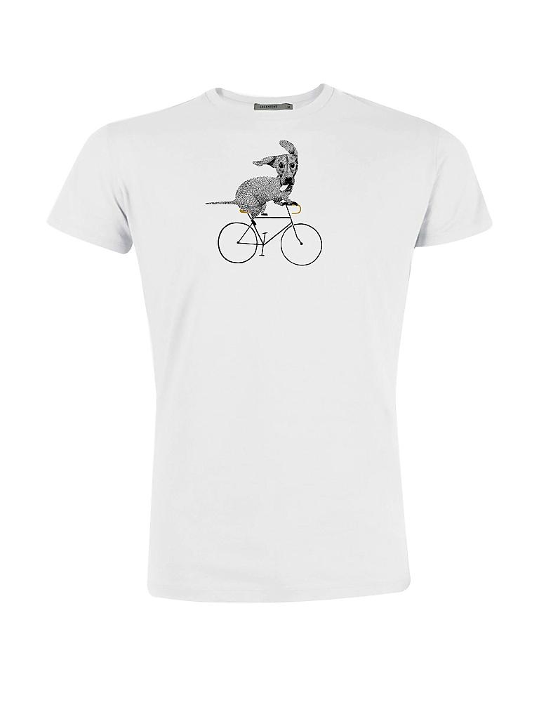 GREENBOMB | T-Shirt "Hund Bike" | weiß