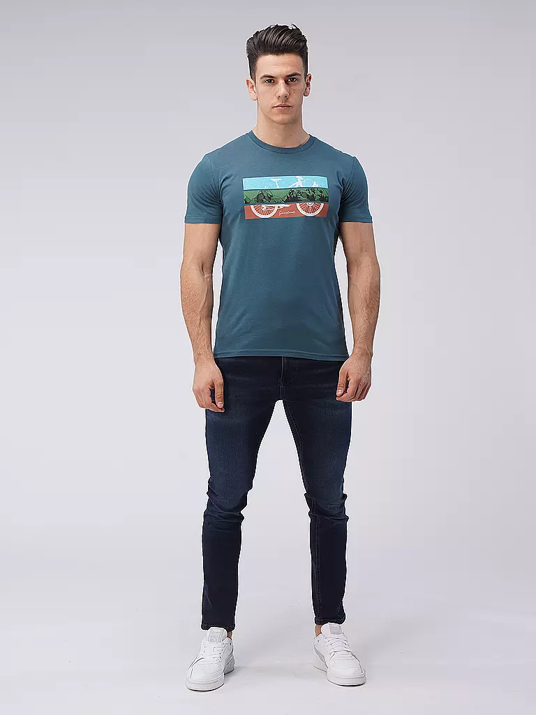 GREENBOMB | T-Shirt BIKE MOUNTAIN | blau