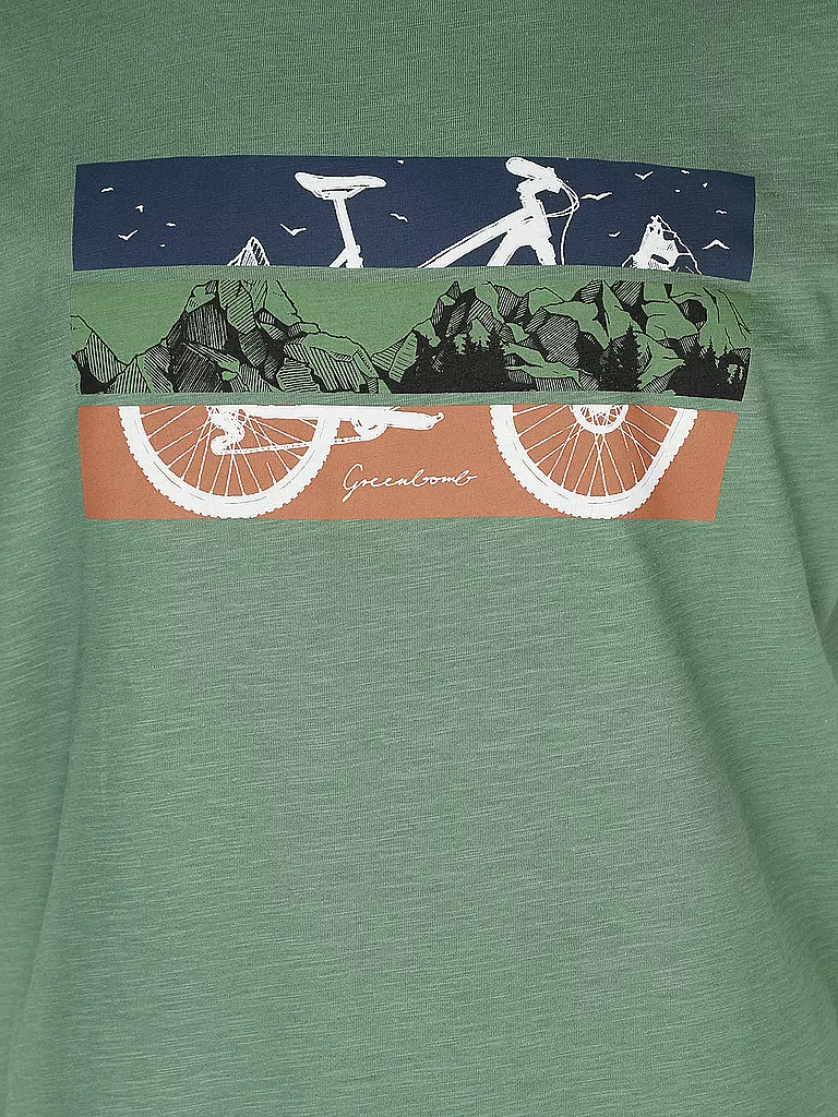 GREENBOMB | T-Shirt BIKE MOUNTAIN | grün