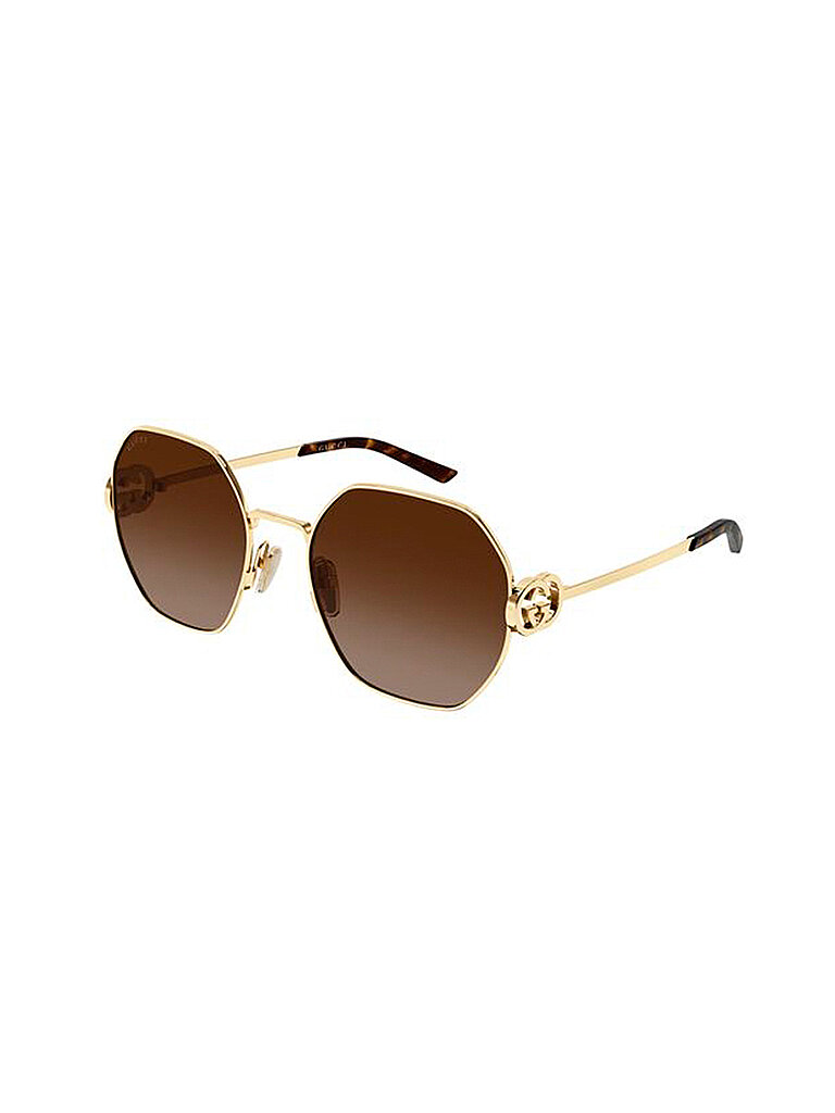 Gucci Damen Gucci GG2046S 003 Sonnenbrillen Metall Gold Braun Geometrisch