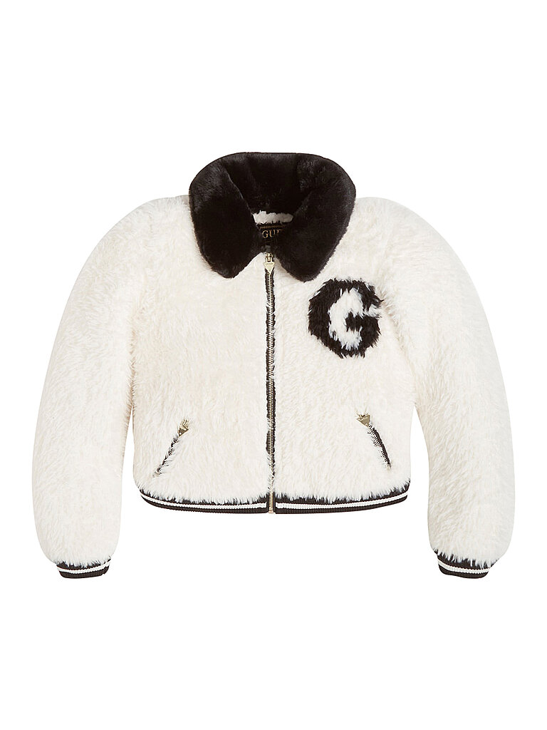 GUESS Mädchen Bomberjacke in Felloptik creme | 164