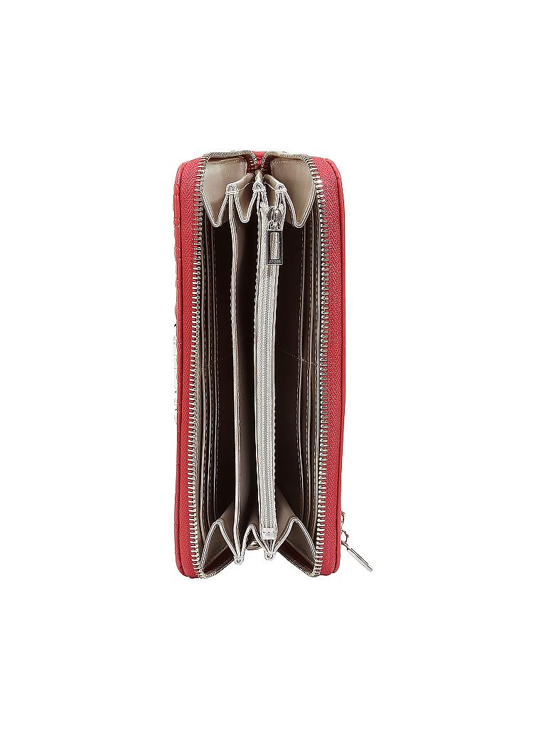 GUESS Damen Geldbörse Bordeaux - Kunstleder Portemonnaie Mit Reißverschluss & Goldenen Details