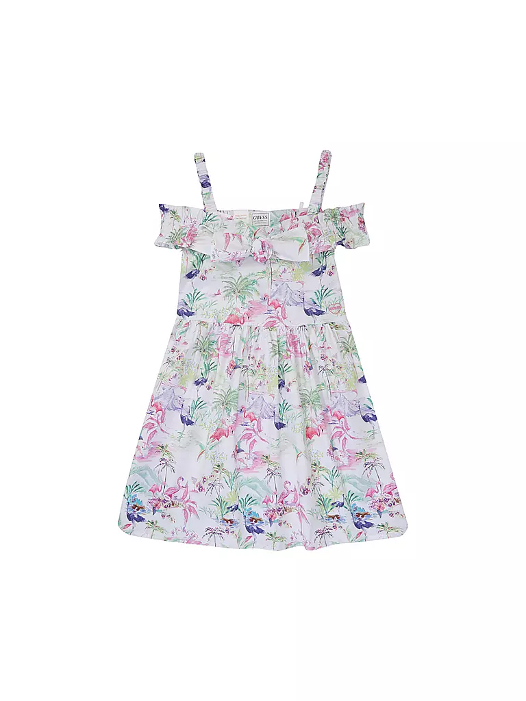 Mädchen Mit Schwarzen Haaren Und Weißem Kleid GUESS Mädchen Kleid weiss