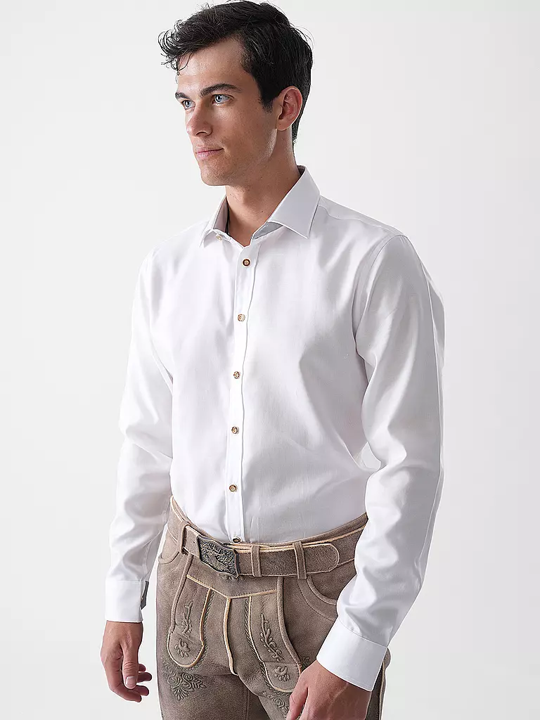 GWEIH & SILK | Trachtenhemd Tailored Fit | weiss