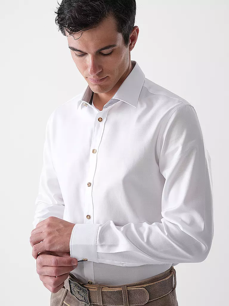 GWEIH & SILK | Trachtenhemd Tailored Fit | weiss
