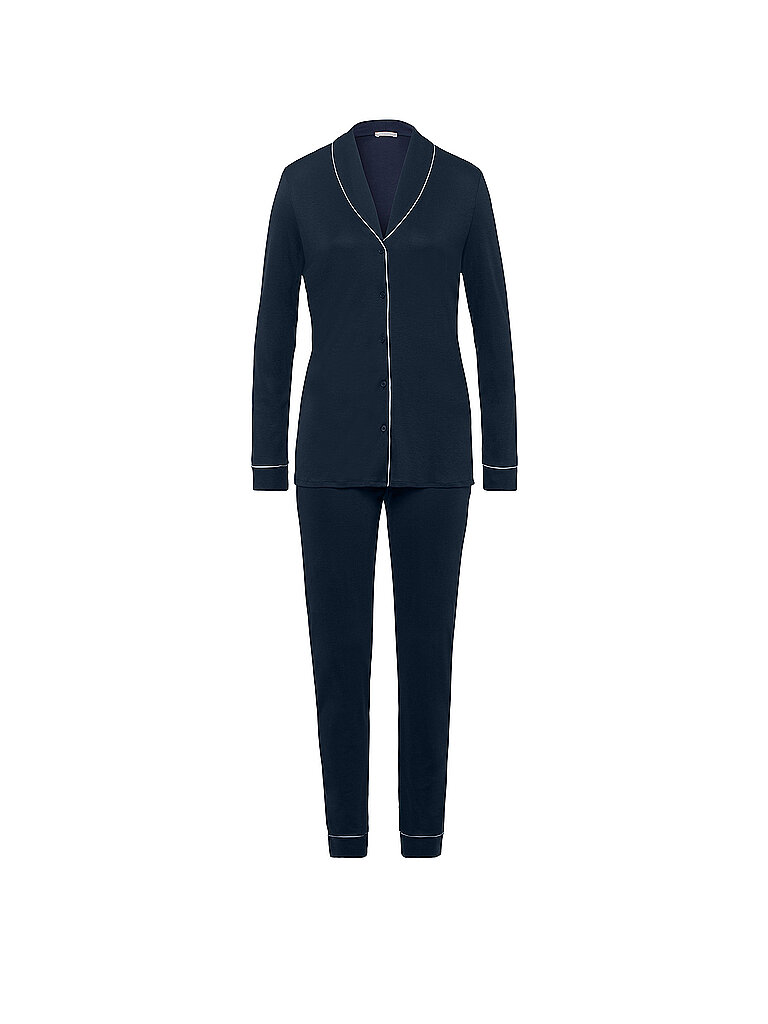 HANRO Pyjama Natural Comfort blau | M