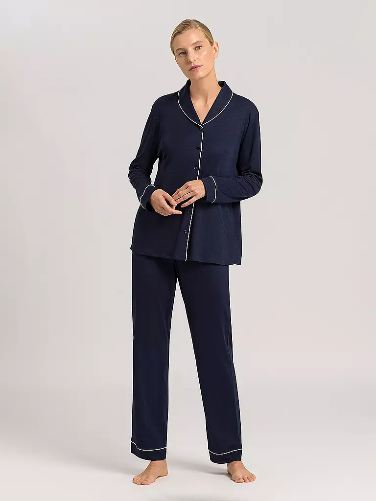 HANRO | Pyjama Natural Comfort | blau