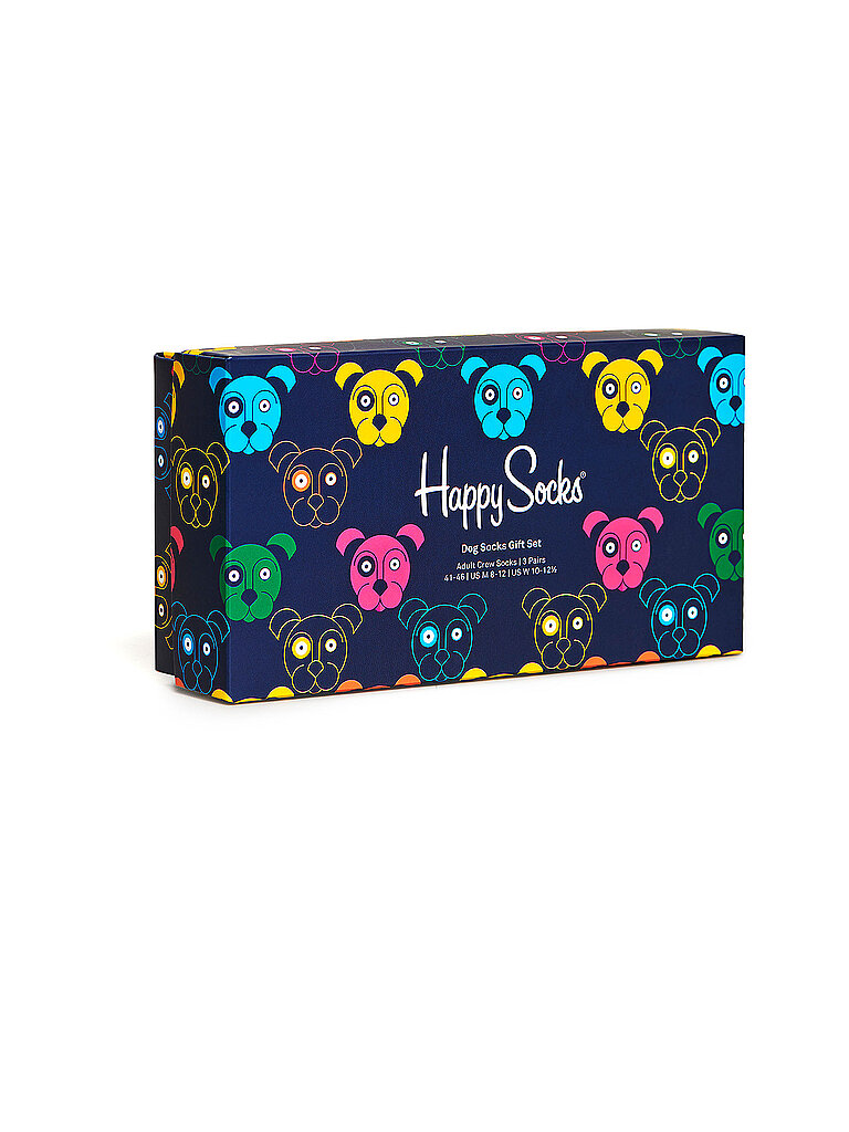 HAPPY SOCKS Herren Geschenkbox Socken MIXED DOGS 3er Pkg 41-46 navy dunkelblau