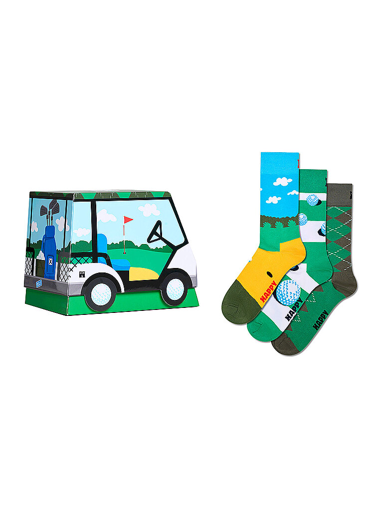 HAPPY SOCKS Herren Socken GOLF 3er Pkg 41-46 green grün