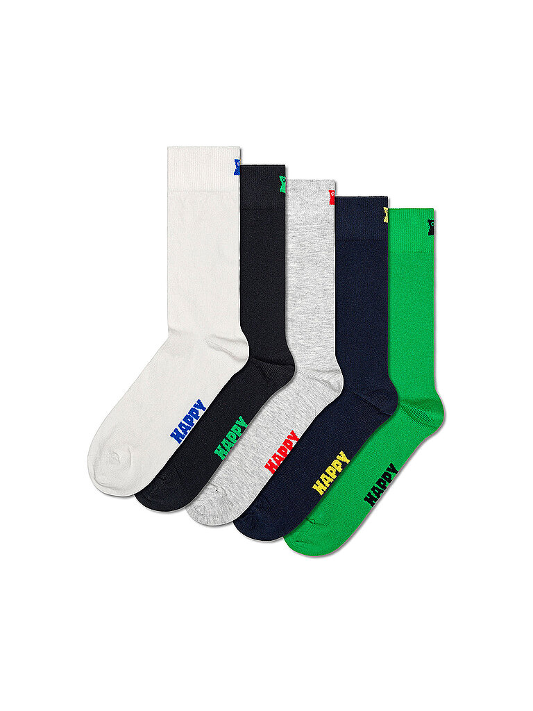 HAPPY SOCKS Herren Socken 5er Pkg. SOLID 41-46 white weiss