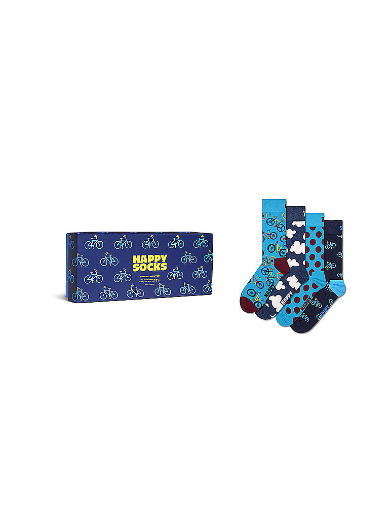 HAPPY SOCKS Herren Socken Set BIKE SOCKS 4er Pkg. 41-46 blue blau