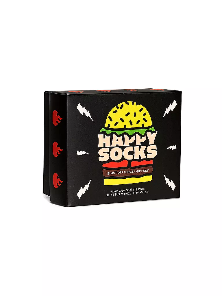 HAPPY SOCKS | Damen Socken 36-40 BLAST OFF BURGER 2-er Pkg black | schwarz