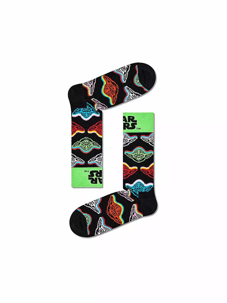 HAPPY SOCKS | Damen Socken 36-40 STAR WARS YODA black | schwarz