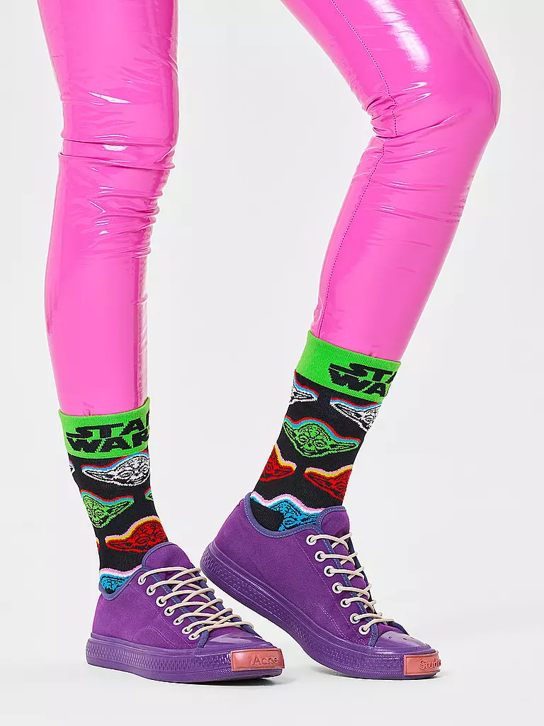 HAPPY SOCKS | Damen Socken 36-40 STAR WARS YODA black | schwarz