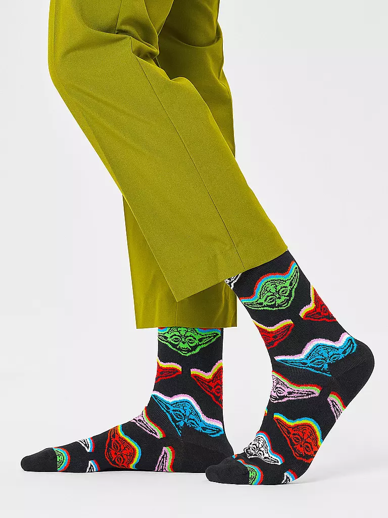 HAPPY SOCKS | Damen Socken 36-40 STAR WARS YODA black | schwarz