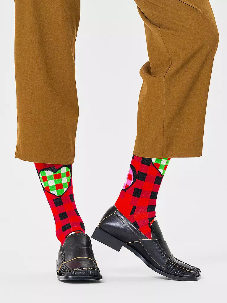 HAPPY SOCKS | Damen Socken CHECKED HEART 36-40 red | rot