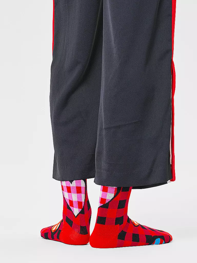 HAPPY SOCKS | Damen Socken CHECKED HEART 36-40 red | rot