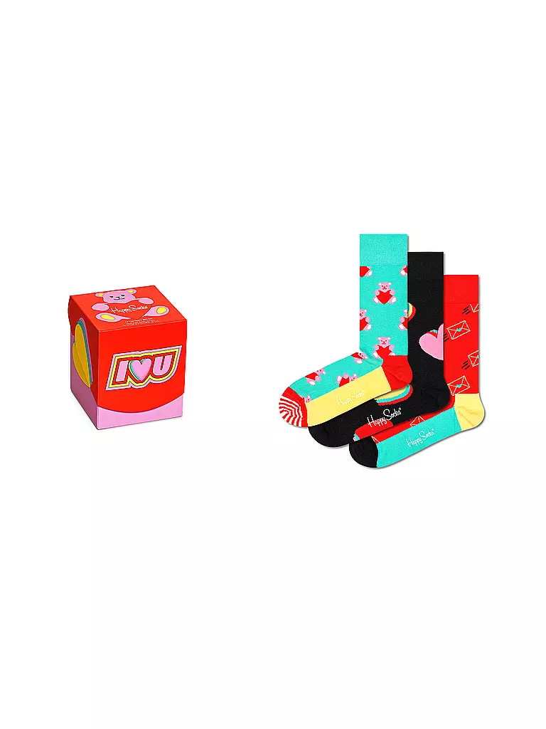 HAPPY SOCKS | Damen Socken Geschenkset I LOVE YOU 3-er Pkg. 36-40 medium red | bunt
